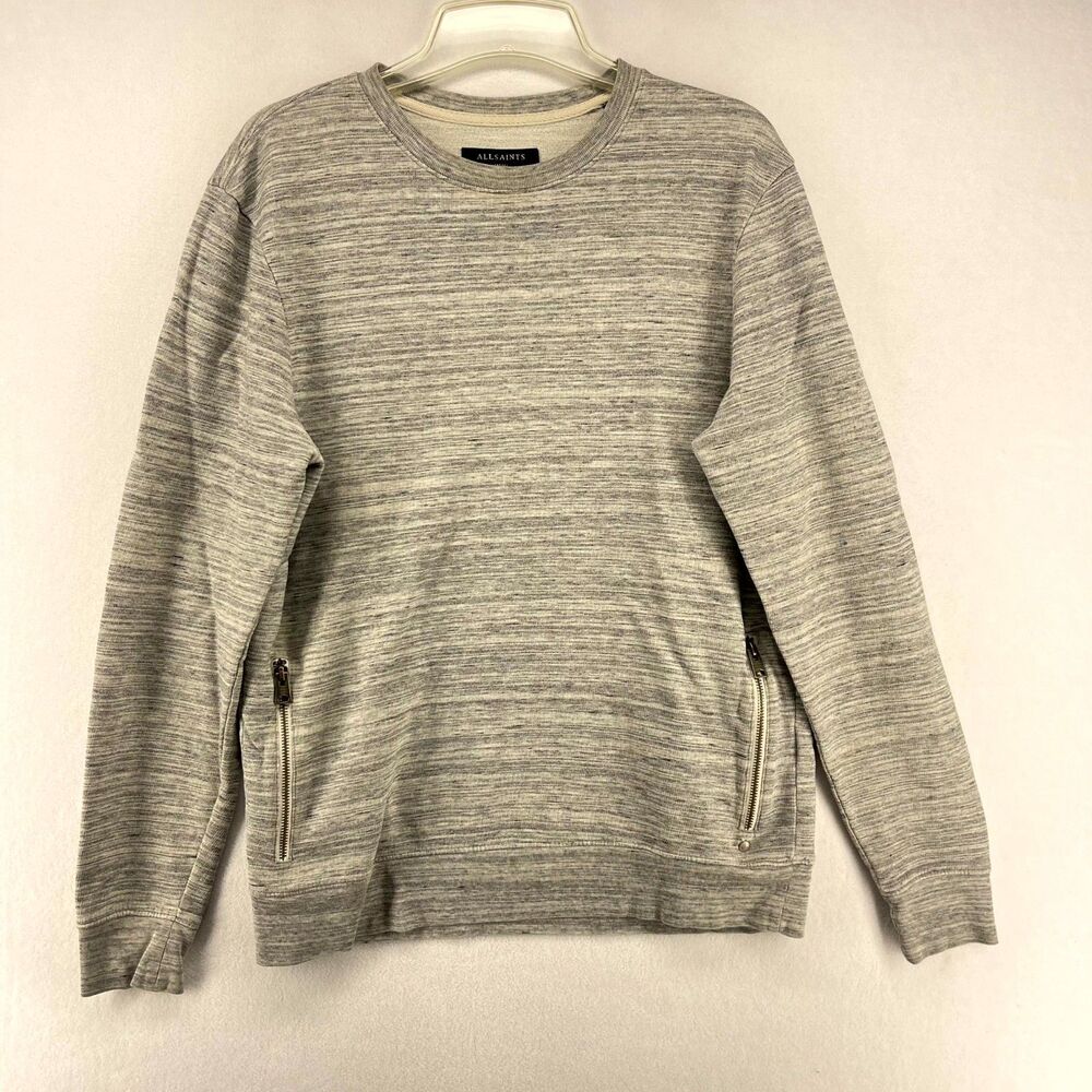 AllSaints Heathered Gray Crewneck Sweatshirt with Zippers‎ Size Small